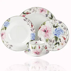chaozhou factory direct sale guangzhou shenzhen flower square porcelain plates set with color box ceramic plate with gift box