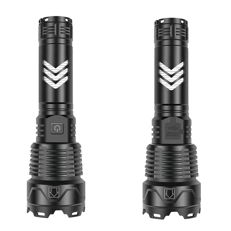 Super Bright XHP160 Focus Fixed Flashlight USB Rechargeable Tactical Flashlight Self-defense Hand Torch Led Work Lights