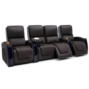 Fauteuil inclinable intelligent 4 places en cuir noir et rouge avec éclairage LED et rangement, mobilier de salon AI 3 - Product Image 3