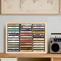 Étagère murale en bois rustique vintage américaine, durable, à cinq niveaux, pour CD, cassettes et disques vinyles, couleur personnalisable
