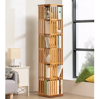 Nouveau Design rotatif 360 filature livre armoire de rangement bibliothèques en bambou étagères pour salon bibliothèque meubles