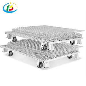 Kho thép nhẹ ráp dây lưới lưu trữ Thùng công nghiệp <span class=keywords><strong>Stackable</strong></span> Pet preforms dây lưới container lồng với bánh xe - Product Image 3
