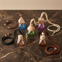 Flacon de parfum pour voiture en verre polygonal coloré, 5 ml, 8 ml, vide, avec bouchon en bois, désodorisant, directement de l'usine