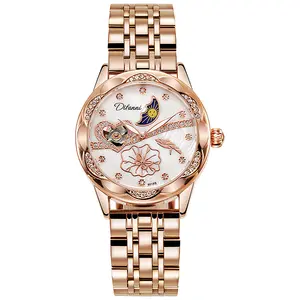 DIFANNI New Fashion Watch Voll automatische Damen Creative Steel Damen Mechanische Uhren Weibliche wasserdichte Uhren Feminino