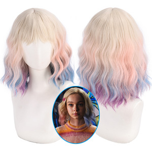 <span class=keywords><strong>Perruque</strong></span> de cosplay courte et colorée style Egg Roll d'Enid Sinclair, modèle Wednesday " La Petite Fille Loup 2 " - Product Image 1