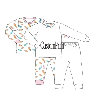 Yihui Wholesale Custom Logo Cotton Pajamas Children Girls Boys Clothing set Kids Print Soft baby Sleepwear