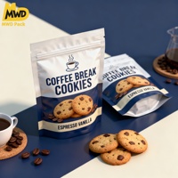 Miaowadi personnalisé bleu blanc fermeture éclair sac d'emballage alimentaire imprimé matériaux composites Biscuits et biscuits pochette debout
