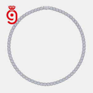 Collana Tennis a Grappolo di Moissanite JIUZUAN in Argento S925 Placcato <span class=keywords><strong>Oro</strong></span> Bianco 18K, Colore <span class=keywords><strong>D</strong></span>, VVS, Taglio Brillante, Supera il Test della Moissanite - Product Image 2