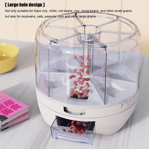 Household 360-Degree Rice Dispenser Kitchen Moisture-Proof 6-Grid Rotating <b>Food</b> Grain Cereal <b>Storage</b> Box <b>Container</b> Dispenser - Product Image 2