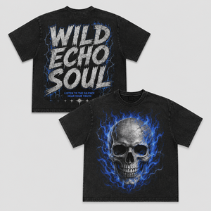 Custom Skull <b>Flame</b> Double Sided T-<b>shirt</b> Vintage Washed 100% Cotton Oversized Heavyweight Streetwear Graphic Tee Men T <b>Shirt</b> - Product Image 1