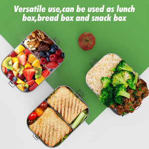 Boîte à lunch en acier inoxydable Conteneur de stockage alimentaire séparable Clip verrouillable Boîte à bento étanche Passe au micro-ondes Lave-vaisselle - Product Image 3