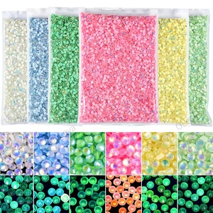 Oleeya Vente en gros Strass en verre à dos plat, nouveaux coloris opale lumineux, effet diamant, pour nail art et mariages - Product Image 2