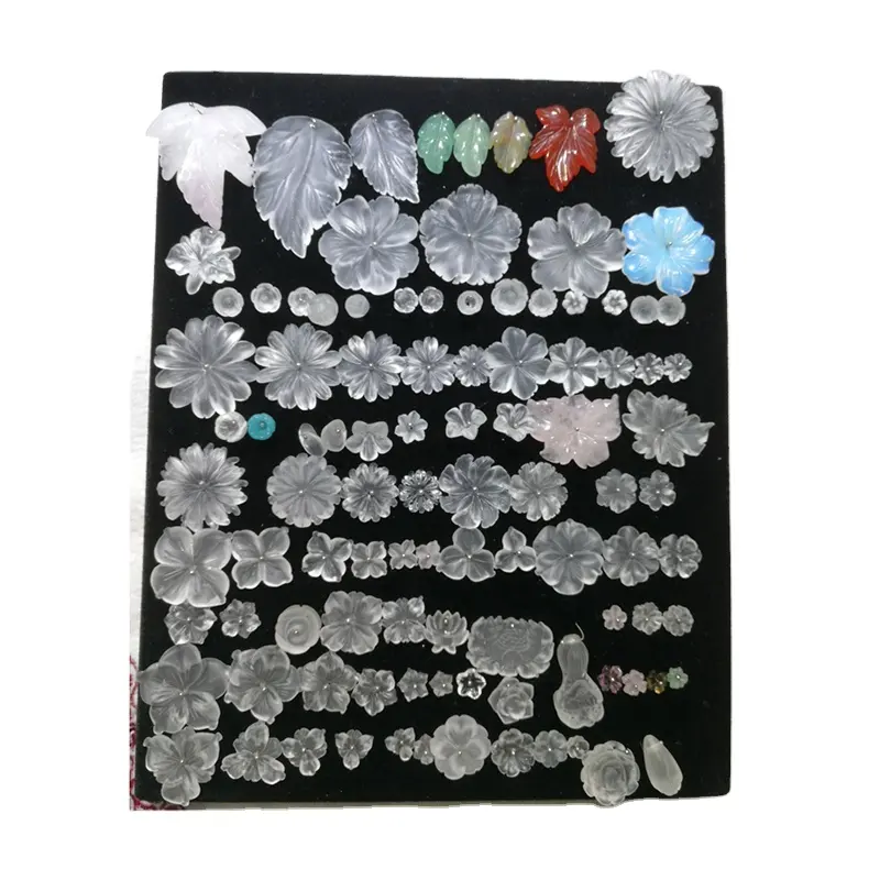 Cuentas de piedras preciosas talladas, cristal blanco Natural, cuentas de piedra sueltas talladas, flores para hacer joyería, precio al por mayor, novedad de 100%