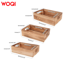 Woqi làm tổ lưu trữ container nâu hình chữ nhật thùng gỗ trang trí nội thất Stackable gỗ thủ công mỹ nghệ hộp gỗ - Product Image 3
