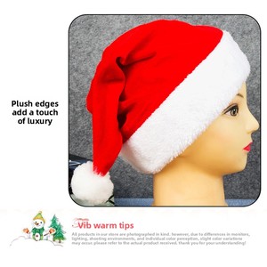 Hong Kong Love <strong>Christmas</strong> Decorations Modern Minimalist Style Red Velvet Plush-Bordered Santa <strong>Hat</strong> for Adults <strong>Children</strong> 12 Per Pack - Product Image 3