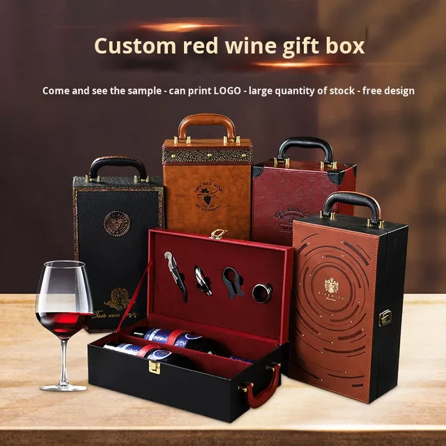 Luxury Leather Red Wine Gift Box with Double Packaging Portable Design for Wine Preservation and Gift Use