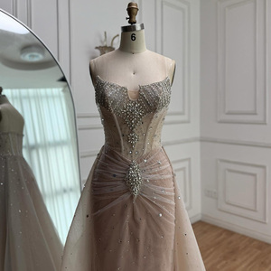 Abito da sera a sirena bianco nude senza spalline Serene Hill LA73107 <span class=keywords><strong>con</strong></span> gonna a balze e <span class=keywords><strong>spacco</strong></span> frontale, abito da festa per donna - Product Image 3