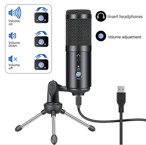 Podcast Chuyên Nghiệp Phát Trực Tuyến Mike Ghi Âm Micrô Máy Tính Có Dây Micrô Ngưng Tụ USB Có Chân Đế - Product Image 2