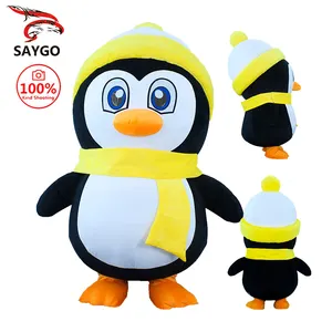 Saygo Wholesale CE 2M/2.6M Inflatable Animal Cartoon Character Penguin Mascot Costume Cosplay Suit For Christmas