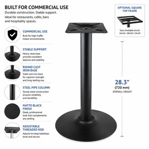 Base de table ronde en fonte de qualité commerciale, noir mat, hauteur 28,3 pouces, pour restaurant, bar, café, prix DDP USA - Product Image 1