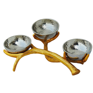 Bol martelé en Aluminium or avec support, 1 unité - Product Image 1