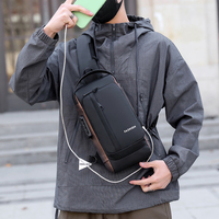 Sac Poitrine Homme de Qualité, Verrouillage par Code, Monobretelle, Sac à Dos Noir avec Port USB, Sac Bandoulière Antivol Moto
