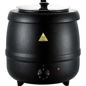 Ticari restoran ekipmanları siyah çorba tenceresi büfe isınma Pot 10L elektrikli çorba isıtıcı