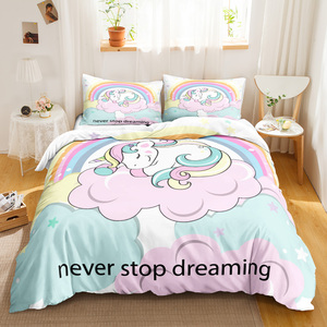 Nuovo <span class=keywords><strong>Copripiumino</strong></span> Stile Americano con Stampa Digitale 3D di <span class=keywords><strong>Unicorno</strong></span>, Ecologico, 500 Fili, per Bambini - Product Image 3