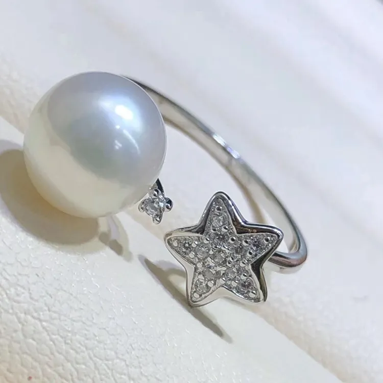 R147 Großhandel 925 Sterling Silber kultiviert Süßwasser Charm Perlens chmuck Montage neuesten Perlen ring Design für Frauen