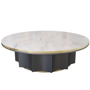 Automatic Rotation Marble Wood Round Dining Table Table Set For Hotel Banquet hall