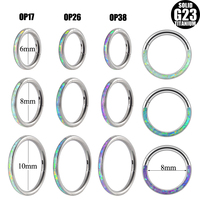 Bijou de piercing unisexe en Titane G23 avec Opale de feu pour cartilage, septum, clicker, anneau de nez, segment, hélix, daith