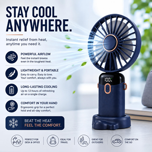 Portable USB Rechargeable Mini Ventilador <b>Foldable</b> Hanging Neck Fan Five-Speed Wind Wearable Cooling Pocket Rechargeable Fan - Product Image 2