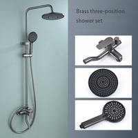 Robinet de Douche Pluie en Laiton 3 Voies, Système de Douche Noir pour Salle de Bain, Ensemble de Pommeaux de Douche pour Projets Hôteliers (Vente en Gros)