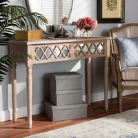 Table de console en bois blanc lavé rustique français personnalisé avec miroir