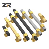 ZERUN ZR-604 Poignée et bouton en aluminium de luxe moderne 96 mm/128 mm/160 mm Noir pour armoire, tiroir, commode, garde-robe, meubles de cuisine