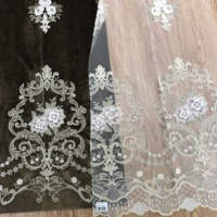 Tissu en velours transparent brodé de fleurs Rideau