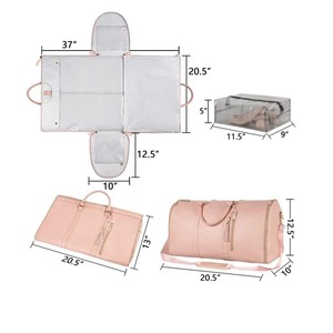 Sac de voyage unisexe grand format prêt à l'emploi, personnalisable avec logo, style tendance, fermeture éclair, en PU et polyester, sac de sport à suspendre, motif géométrique - Product Image 4