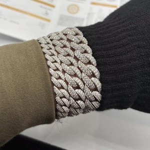 Vvs Iced Out 10mm 12mm 14mm Hip Hop Dripping Premium Moissanite Bracelet 925 Sterling <b>Silver</b> Sparkling <b>Cuban</b> <b>Link</b> Bracelet - Product Image 2