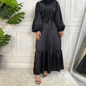 65310# Print <b>Slip</b> Satin Dresses Muslim for Ladies Kimono Abaya <b>Long</b> Modern Modest Women Dress - Product Image 3