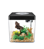 Kit d'aquarium de bureau carré en plastique avec couvercle, lumière LED, filtre, tout en un, avec pompe intégrée, ensemble d'aquarium nano pour betta