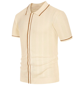 2024 Summer Custom Personalized Logo High Performance Breathable Knitted Men Golf for Shirt Stripped Style Wholesale Slim Fit - Product Image 1