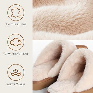 Pantuflas Cómodas de Piel Sintética, Punta Redonda, Cálidas y Afelpadas, con Espuma Viscoelástica, Antideslizantes, para Interiores y Exteriores, para Mujer - Product Image 5