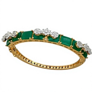 Pulsera de Moda con Dijes de Latón Chapado en Oro Clásico, Diseño de Flor con Circonita Verde para Mujer - Product Image 2