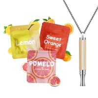 Diffuseur de poche personnel tendance en acier inoxydable motif citron géométrique, aide au sevrage tabagique, pendentif anti-anxiété pour l'inhalaation d'huiles essentielles