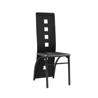 Chaise de salle à manger moderne à dossier haut et structure en métal et cuir