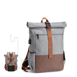Sac à dos d'affaires pour homme personnalisé avec port USB, fermeture à enroulement, imperméable, pour l'école ou le travail - Product Image 1