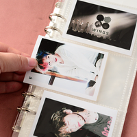 PU Leder Lose blatt 6-Ring Binder 3 Fotos pro Seite 3 Zoll Druckknopf Instax Mini Fotobuch Album