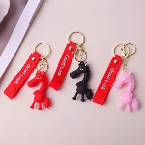Horse Keychain Bag Charm3d Horse Shaped Keychain Ornament Lucky <b>Mascot</b> Cool Black Horse PVC Doll - Product Image 6