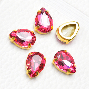 Strass a goccia in cristallo K9 di alta qualità 10*14mm con opale super brillante e base dorata, da cucire con artigli, per abbigliamento e accessori fai da te - Product Image 2