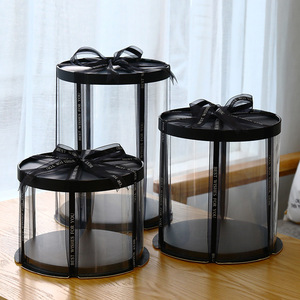 Düğün özel Logo lüks temizle şeffaf kek kutusu imalatı 10x10x5 kek kutusu - Product Image 3